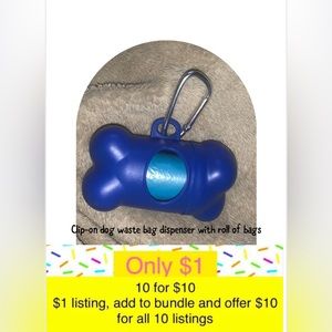 1️⃣0️⃣for$1️⃣0️⃣ Dog waste bag dispenser and roll of bags NWOT
